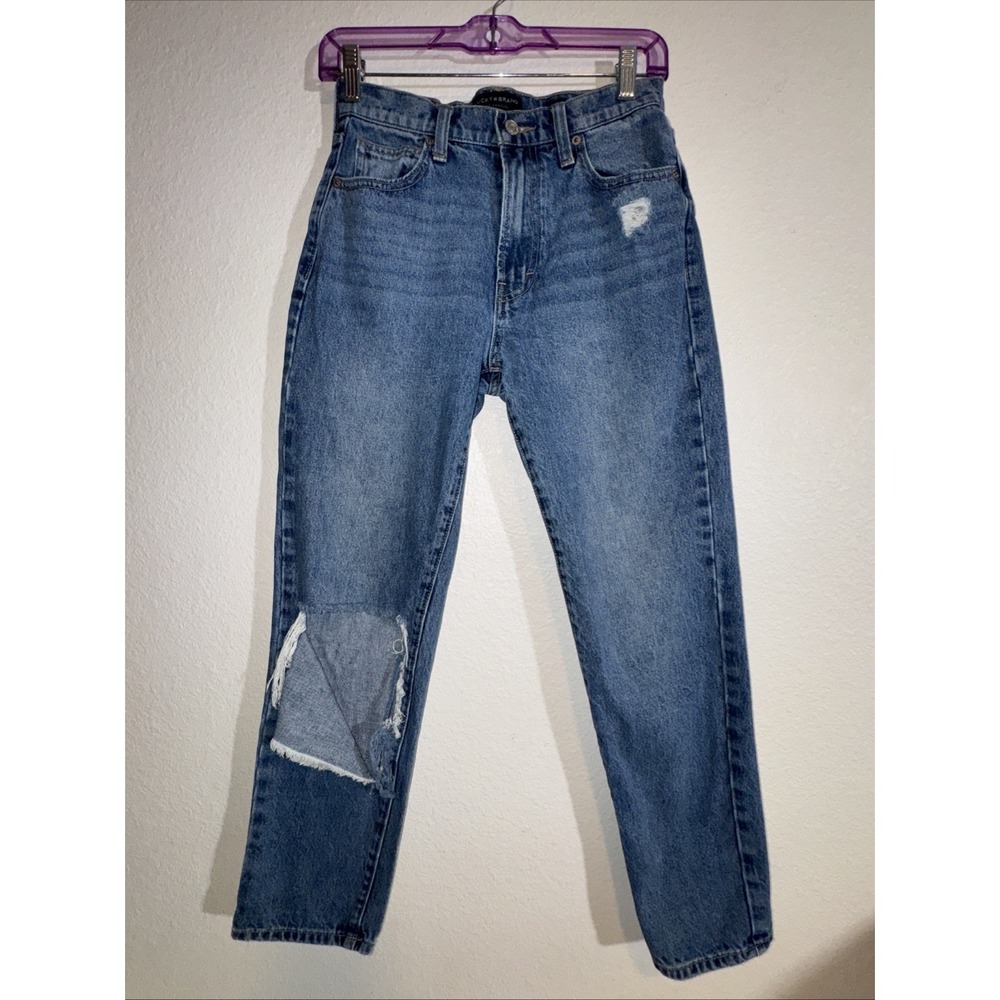 Lucky Brand 🍀 Blue Jeans Womens 2/26A High Rise Mom Jean Drew Distressed 90's